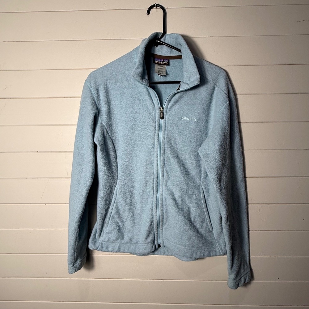 Patagonia Synchilla Full Zip Fleece Jacket Womens M Light Blue AS IS